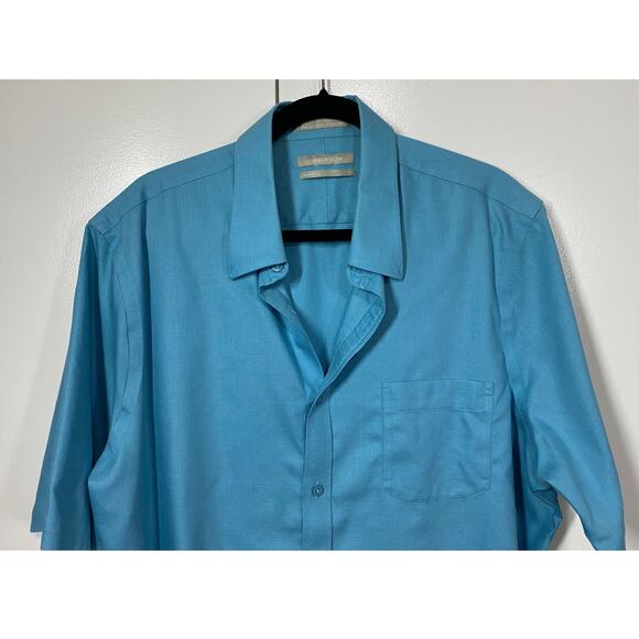 Nordstrom Ocean Blue Regular Fit Cotton Short Sleeve Button Down Shirt Size XXL - Picture 2 of 9